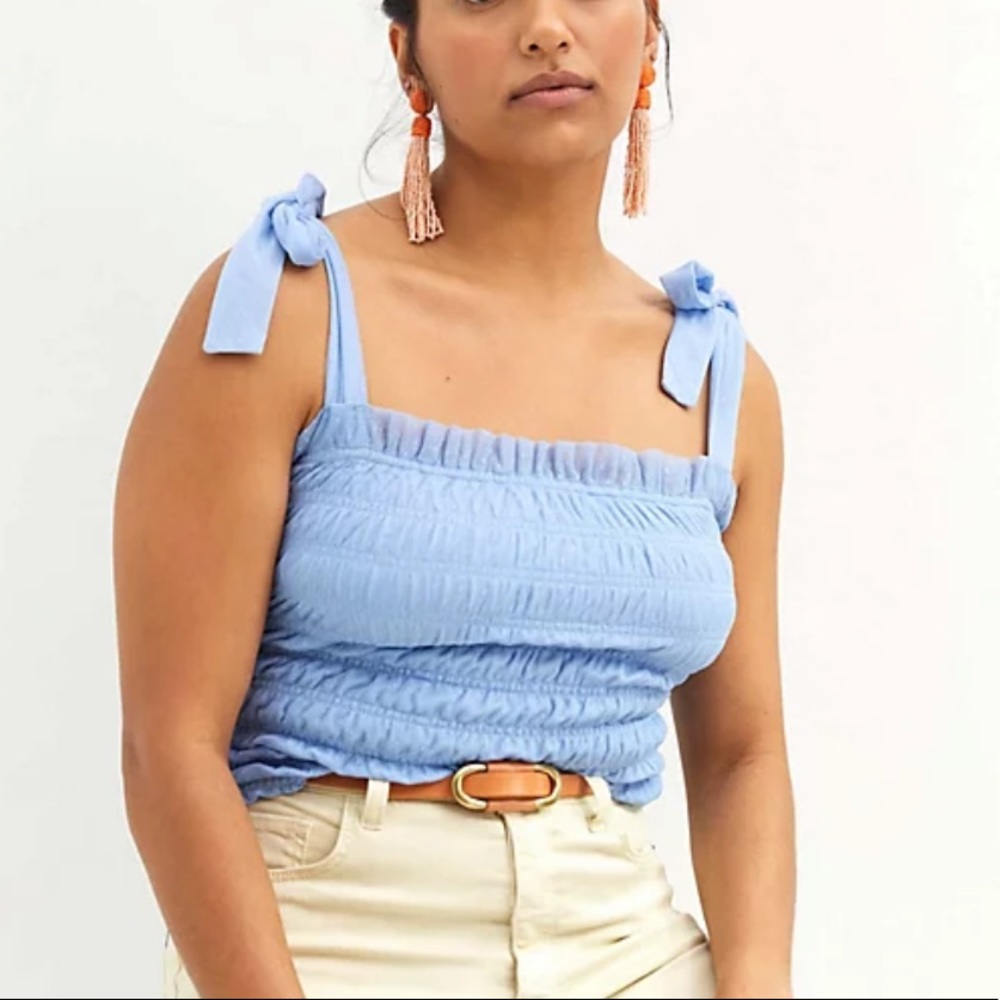 NWT Anthropologie smocked tulle tie-strap cami